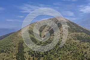 Stoh, mountain in Mala Fatra, Slovakia, view from Poludnovy grun in spring cloudy day