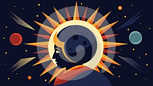 The stoic eclipse highlights the temporary nature of events reminding us to not let them consume us.. Vector photo