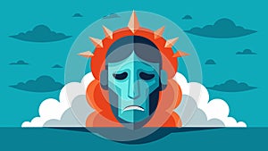 A stoic mask a reminder to stay grounded detached from the fleeting emotions and focused on the bigger picture.. Vector photo