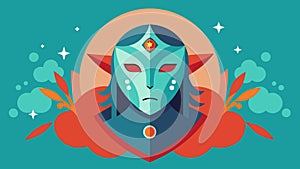 Stoicism embodied in a mask a symbol of inner calmness and strength amidst the chaos of life.. Vector illustration. photo
