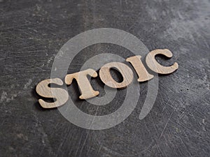 Stoicism word, stoic lifestyle concept