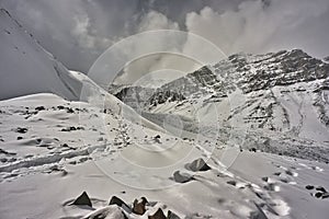 Stok Kangri peak seen from the base camp of Stok Kangri peak.