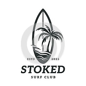 Stoked surf club palm beach logo template photo