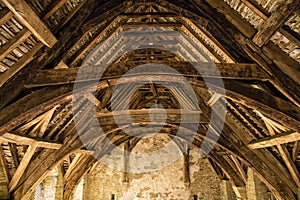 Stokesay Castle Roof Timbers, Shropshire, England. photo