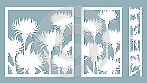 Stokesia. Vector illustration. Set of paper flower, stickers. Laser cut. Template for laser cutting and Plotter. Vector