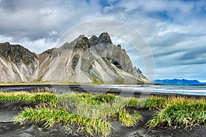 Stokksnes Mountain on Vestrahorn Cape during Beautiful Sunny Day, Iceland