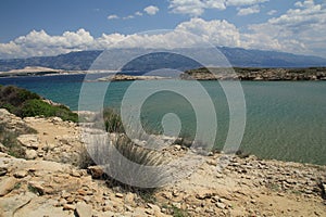 Stolac naturist stony beach on the island of Rab in Croatia