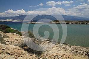 Stolac naturist stony beach on the island of Rab in Croatia