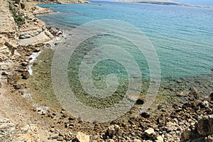 Stolac naturist stony beach on the island of Rab in Croatia