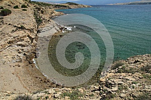 Stolac naturist stony beach on the island of Rab in Croatia