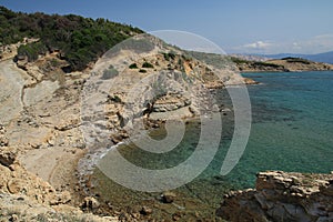 Stolac naturist stony beach on the island of Rab in Croatia