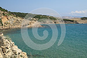 Stolac naturist stony beach on the island of Rab in Croatia