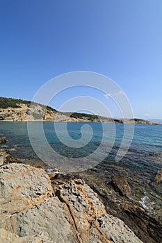 Stolac naturist stony beach on the island of Rab in Croatia