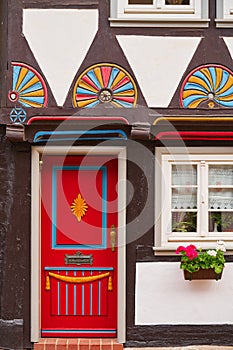 Stolberg carved wood facades in Harz Germany