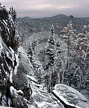 Stolby mountain in Siberia photo