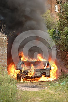 Stolen car on fire