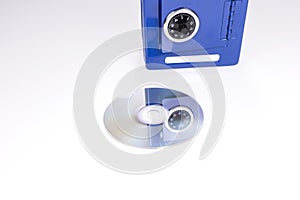 Stolen data on Compact Disc are in front of the safe