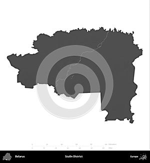 Stolin District, Belarus, isolated on white. Grayscale