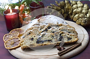 Stollen on a festive table