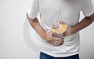 stomach ache man The concept of gastritis, colon cancer,