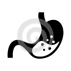 Stomach with acid icon design in flat style.