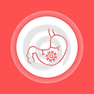 Stomach cancer color button icon. Malignant neoplasm. Oncology.