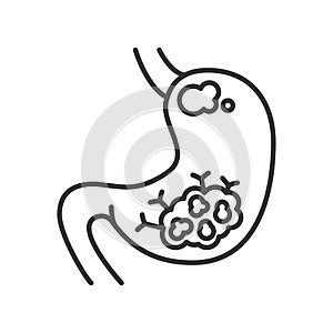 Stomach cancer line black icon. Human organ concept. Malignant neoplasm photo