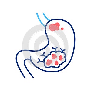 Stomach cancer line color icon. Human organ concept. Malignant neoplasm. Sign for web page, mobile app, button, logo