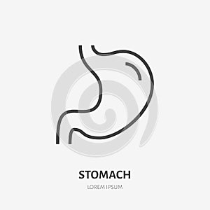 Stomach flat line icon. Vector thin pictogram of human internal organ, outline illustration for gastroenterologist