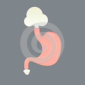 Stomach gas acid reflux indigestion system. Stomach vector gas diarrhea icon photo
