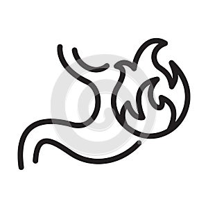 Stomach heartburn or Burning outline icon. Gastritis and acid reflux vector illustration