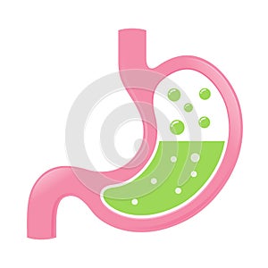 Stomach Icon With Acid And Bubbles