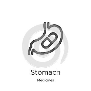 stomach icon vector from medicines collection. Thin line stomach outline icon vector illustration. Outline, thin line stomach icon