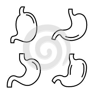 Stomach icons set, outline style