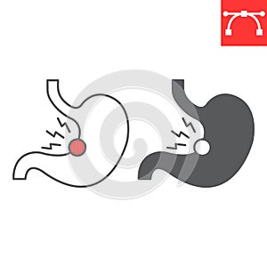 Stomach pain line and glyph icon