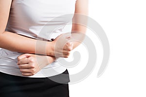 Stomach pain, Woman suffer period day