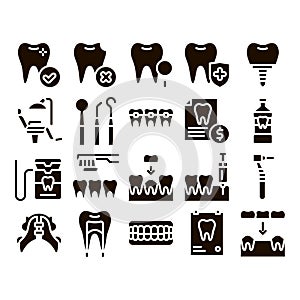 Stomatology Collection Glyph Icons Set Vector