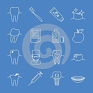 Stomatology dental line icons