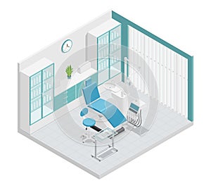 Stomatology Dentistry Isometric Cabinet Composition