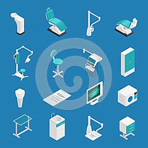 Stomatology Dentistry Isometric Icon Set