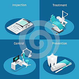 Stomatology Dentistry Isometric Icon Set