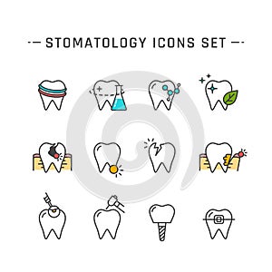 Stomatology icons set