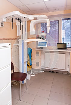 Stomatology interior of modern dental clinic with professional