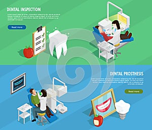 Stomatology Isometric Horizontal Banners