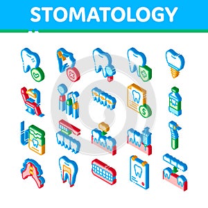 Stomatology Vector Isometric Icons Set