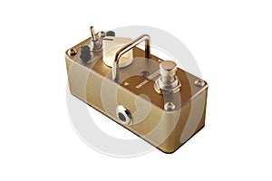 Stomp box electric guitar music effects foot pedal on white background and clipping path