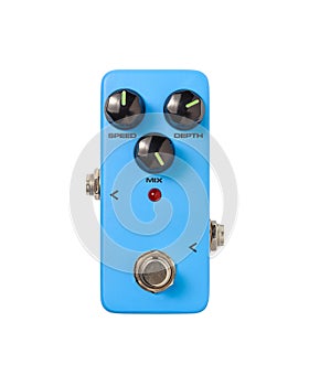 Stomp box electric guitar signal chorus effects foot pedal isolated on white background with clipping path