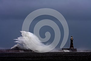 Stomy weather at Roker Lighthouse photo