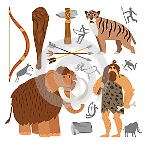 Stone age neanderthal caveman icons