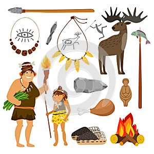 Stone age people and tools